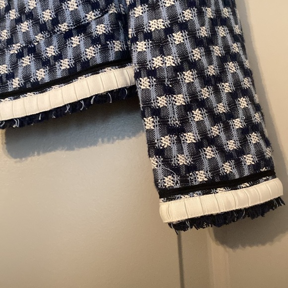 Tory Burch Justine Tweed Navy/White Jacket| Size 0 - Picture 5 of 11